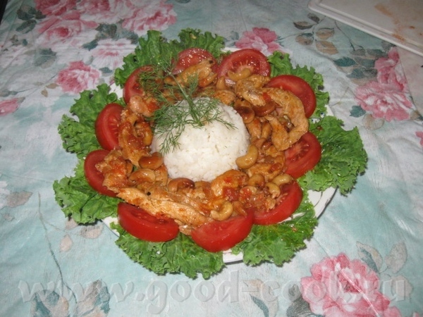 КУРИНОЕ ФИЛЕ С ОРЕШКАМИ КЕШЬЮ И РИСОМ Ингредиенты: Куриное филе 500-600г