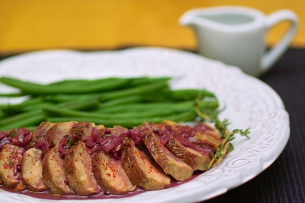 Утиная грудка с сoусом с фиолетовой горчицей - Magret de Canard а la Moutarde Violette \