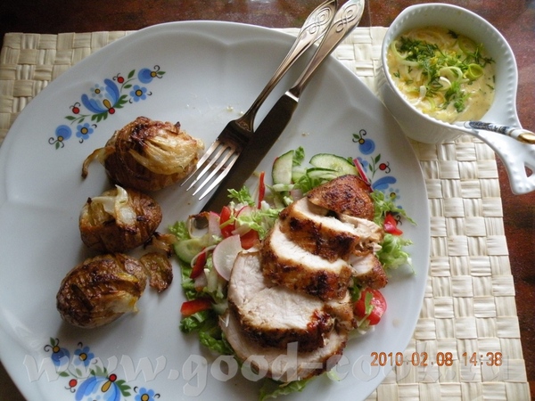 Девочки,я делала простой рецепт из белого мяса курицы Грудинки поперчить ,посолить, натереть выдавл...