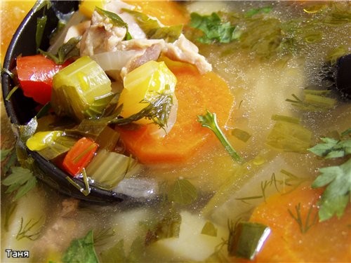 Суп с потрохами и овощами