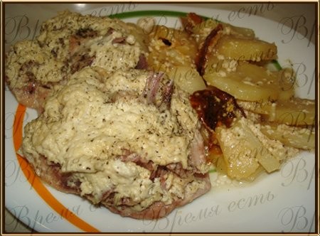 Курица с картофелем в сливках Курицу маринуем в 10% сливках с солью, перцем и приправами, чем дольш...