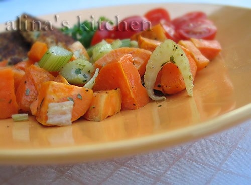 По рассылке от The South Beach Diet Online мне пришел рецепт фенхеля, запеченного со ямсом