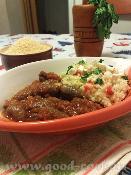 Гуляш из куриных сердечек