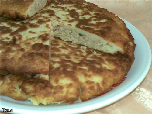 Картофельная лепешка или большой дранник с мясной начинкой На две лепешки для сковороды 18-20 см ди... - 2
