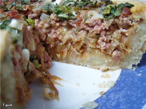 Открытый пирог с мясом и капустой - 2