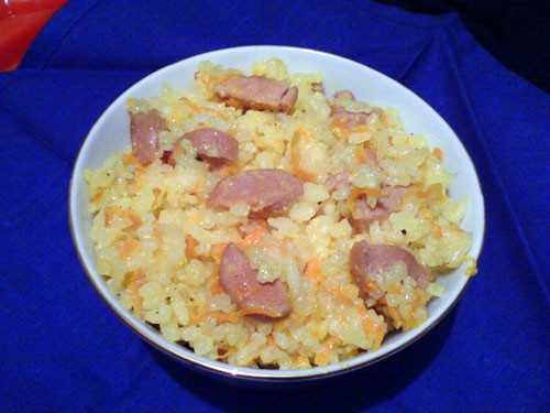 Халтурный плов с сосисками