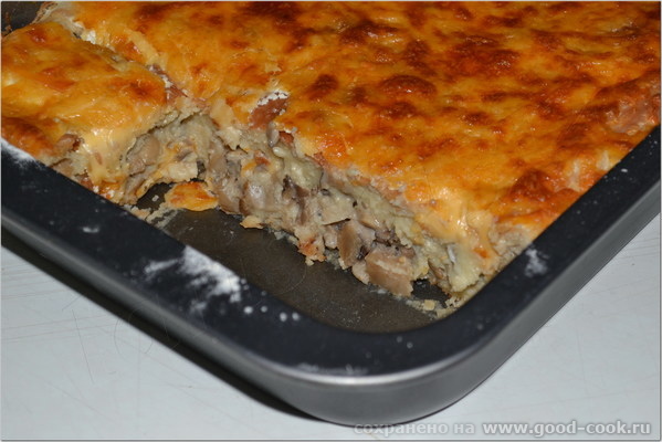 ЗАЛИВНОЙ ПИРОГ ИЗ КУКУРУЗНОЙ МУКИ С ГРИБАМИ