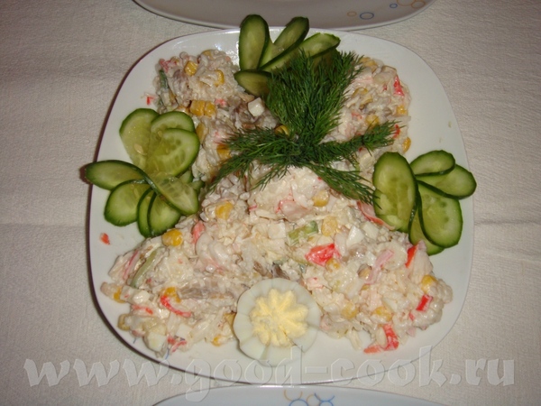 селедка под шубой, с вот такой коровкой мимоза с горбушей крабовый салатик с грибами "оливье" салат... - 3
