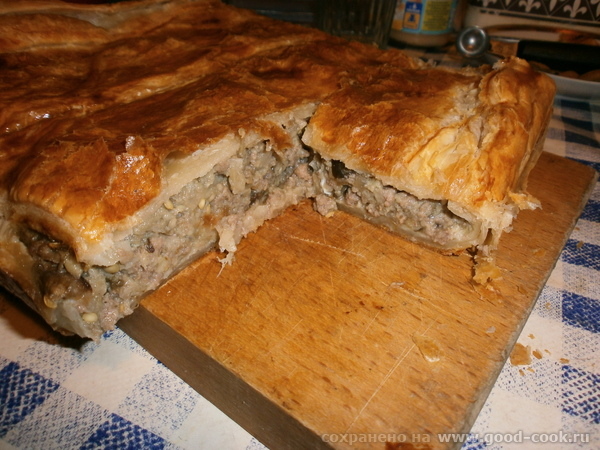 Слоёный пирог с баклажанами и мясом 1