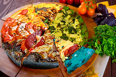 Очень неожиданно – цветная пицца