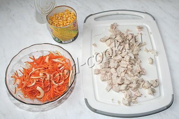 Салат "Карусель" с морковкой по-корейски