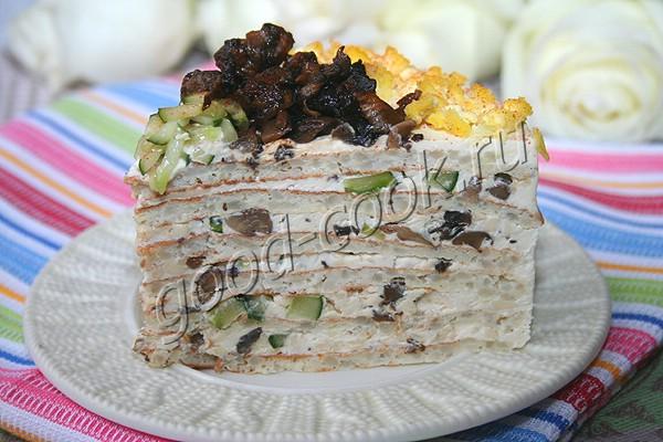 закусочный рисовый торт с грибами