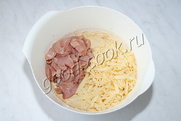 быстрый пирог с курицей и сыром