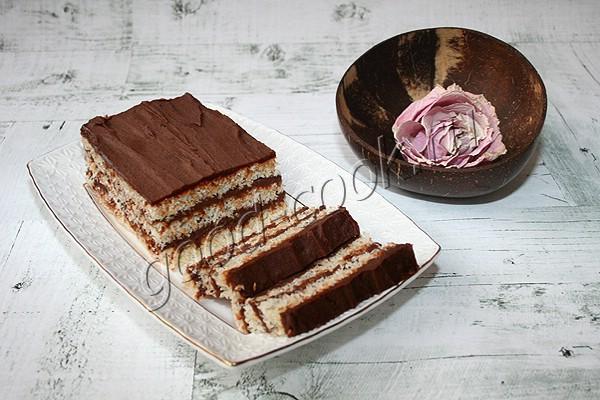 кокосовый торт с шоколадным кремом (без муки)