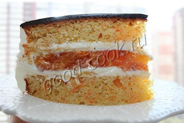 морковный торт с персиковым желе