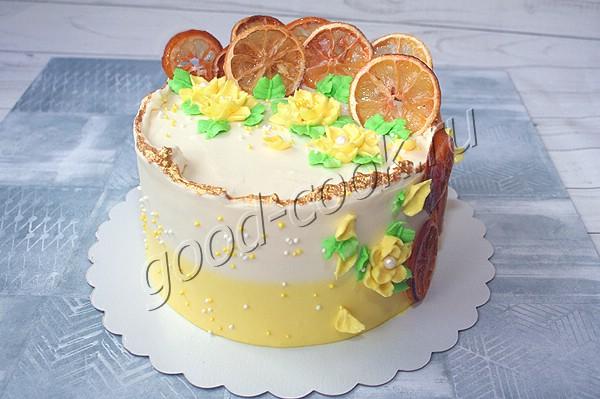 торт "Лимонная Молочная девочка" с градиентом