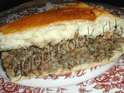 пирог с грибами и гречкой