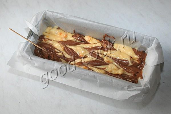 мраморный кекс с курагой и шоколадом