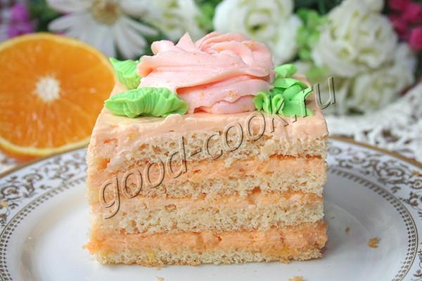 простой бисквитный торт с апельсиновым кремом