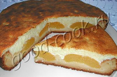 двойной творожный пирог с персиками