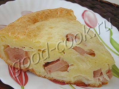 пирог на майонезе с сыром и сосисками