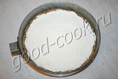 пирог из печенья с творогом и персиками