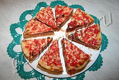сборный пирог-лепёшечник с помидорами, луком и сыром