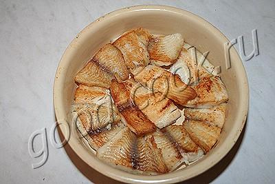 американский рыбный пирог с грибами