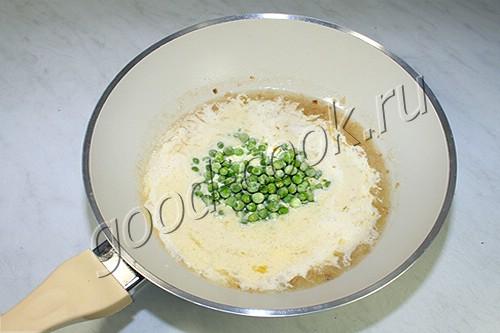 спагетти с зеленым горошком