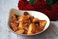 картофель запеченый с грибами и луком