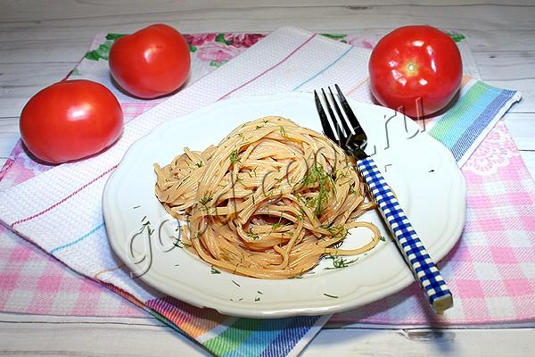 спагетти в соусе из запечённых овощей