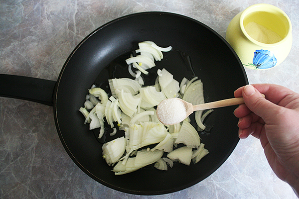 свиная грудинка, тушёная с луком