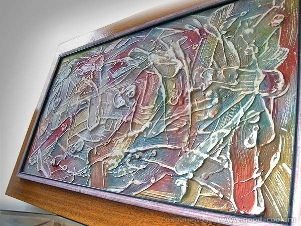 Картина из штукатурки на холсте абстракция